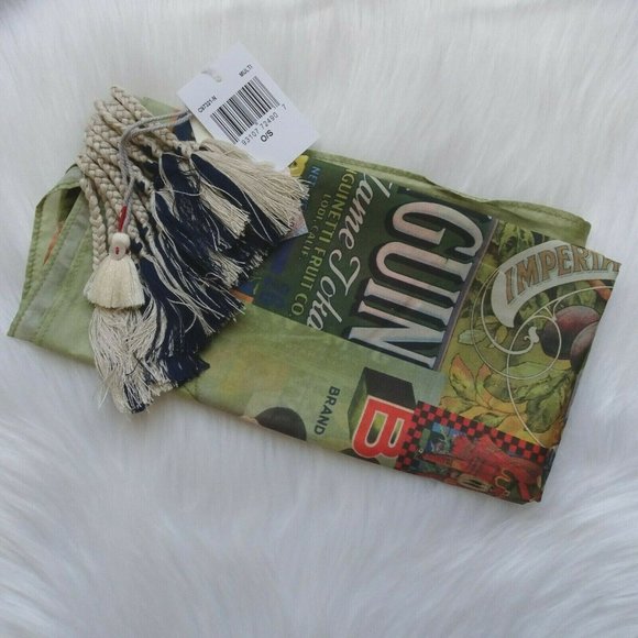 New JOHNNY WAS Crate Silk Tassel Scarf Green Multicolor Colorful Print Floral - Picture 7 of 13